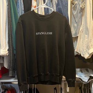 Denim & Flower Black 'Spanglish' Crewneck Sweatshirt